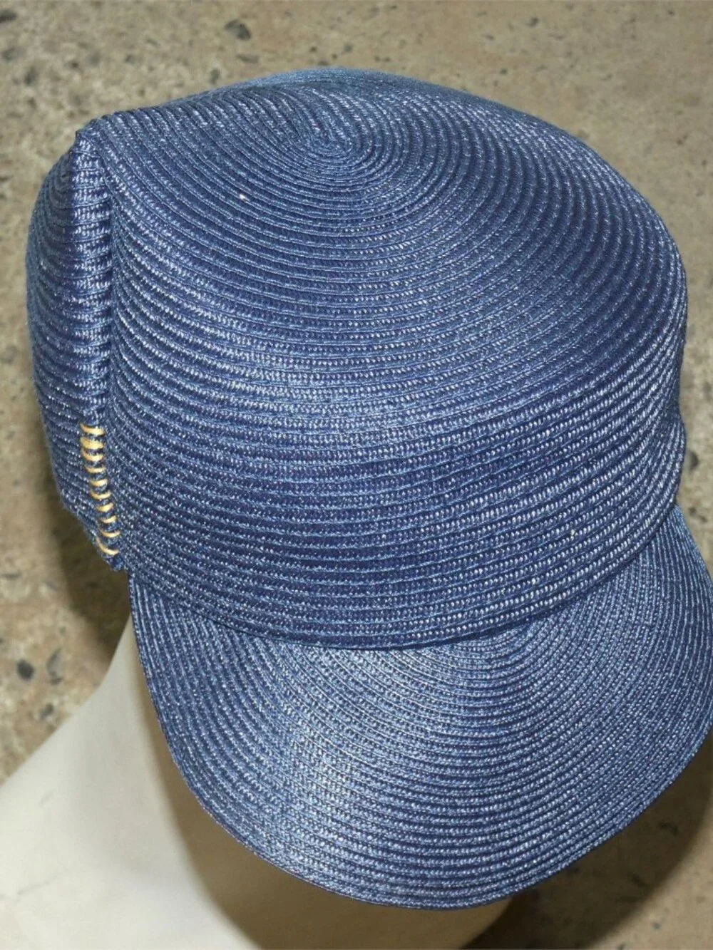 GIOVANNIO NEW YORK- Woven Braid Straw Asymetrical Style Newsboy Cap - Navy Color